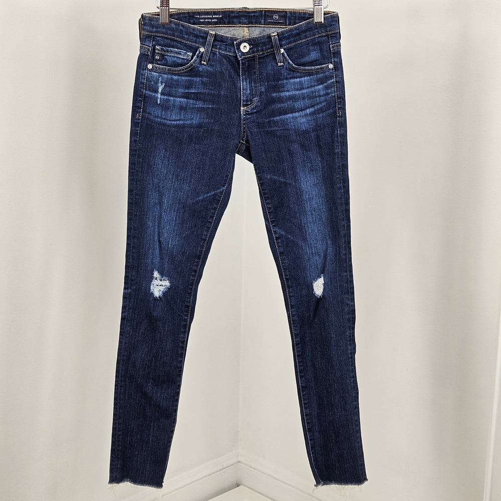 AG Adriano Goldschmied Legging Ankle Super Skinny Jeans Women 25R Blue Distress